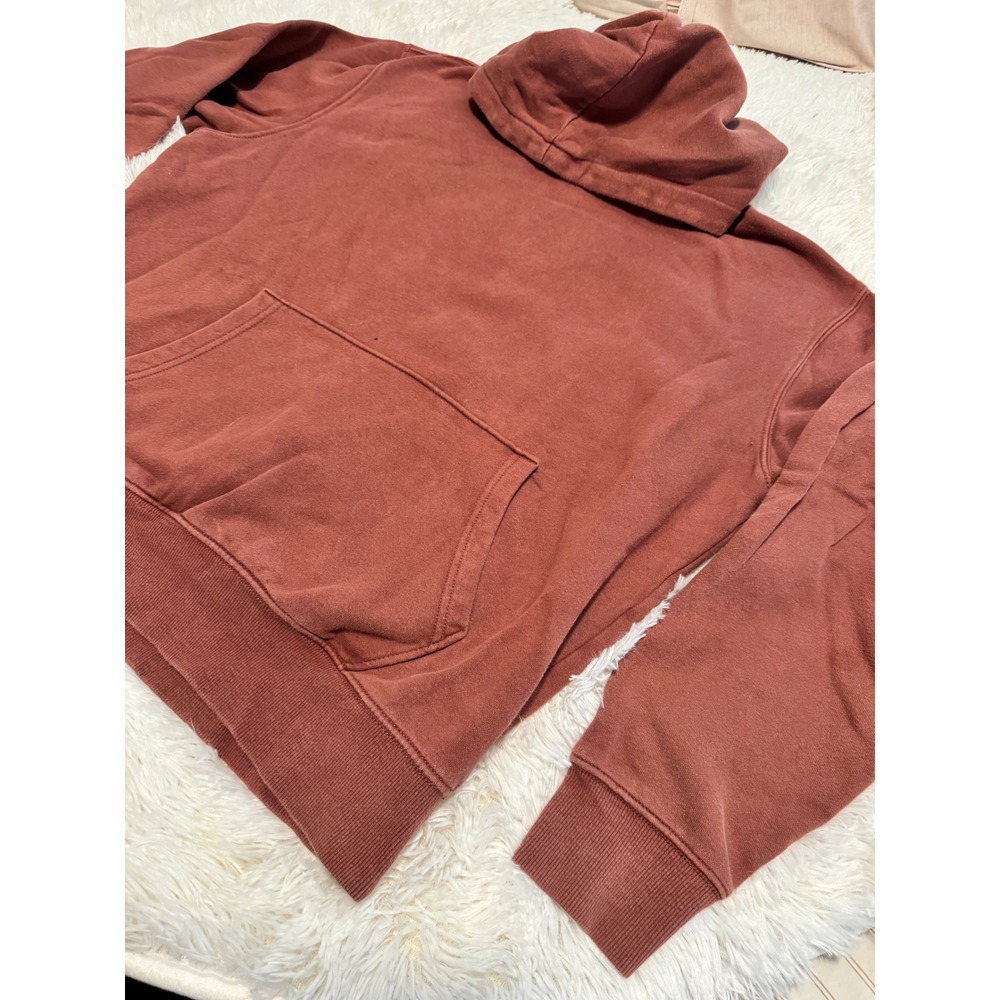 Old Navy Mens L Brick Red Fleece Pullover Hoodie Kangaroo Pocket Sweatshirt